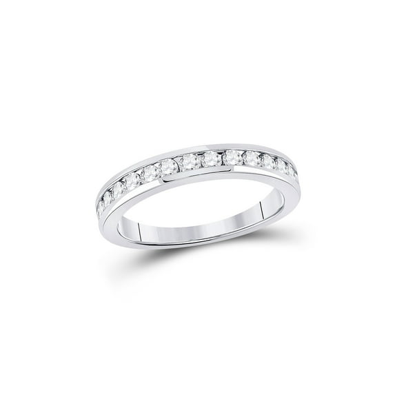 FB Jewels 14kt White Gold Womens Round Diamond Wedding Single Row Band 1/2 Cttw