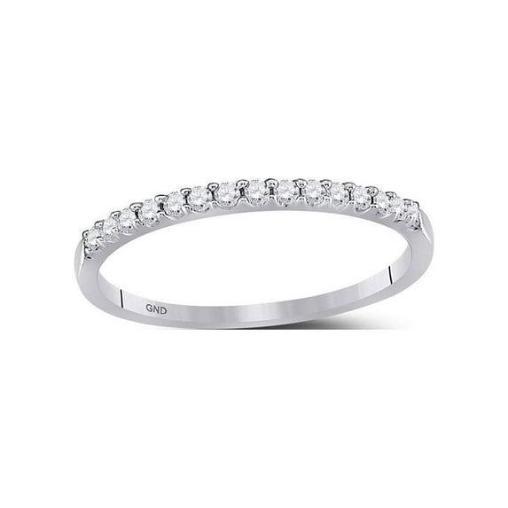 FB Jewels 14kt White Gold Womens Round Diamond Wedding Single Row Band 1/6 Cttw Size 11