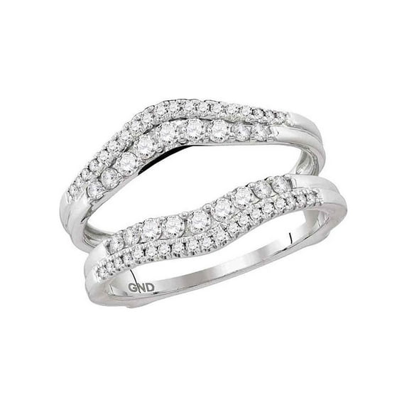 FB Jewels 14kt White Gold Womens Round Diamond Wrap Ring Guard Enhancer 1/2 Cttw Size 5