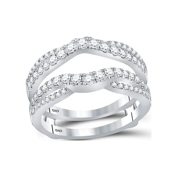 FB Jewels 14kt White Gold Womens Round Diamond Wrap Ring Guard Enhancer 5/8 Cttw Size 8