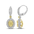 thumbnail image 1 of FB Jewels 14kt White Gold Womens Round Yellow Diamond Oval Dangle Earrings 1-1/3 Cttw, 1 of 1