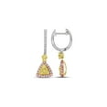 thumbnail image 1 of FB Jewels 14kt White Gold Womens Round Yellow Pink Diamond Triangle Dangle Earrings 1.00 Cttw, 1 of 1