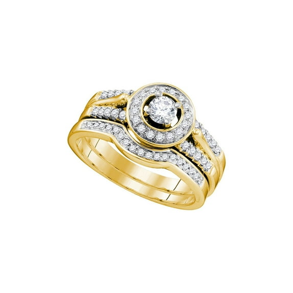 FB Jewels 14kt Yellow Gold Diamond Round Bridal Wedding Ring Band Set 1/2 Cttw Size 5.5