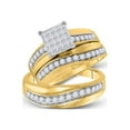 thumbnail image 1 of FB Jewels 14kt Yellow Gold His Hers Princess Diamond Square Matching Bridal Wedding Ring Set 1 Cttw, 1 of 1