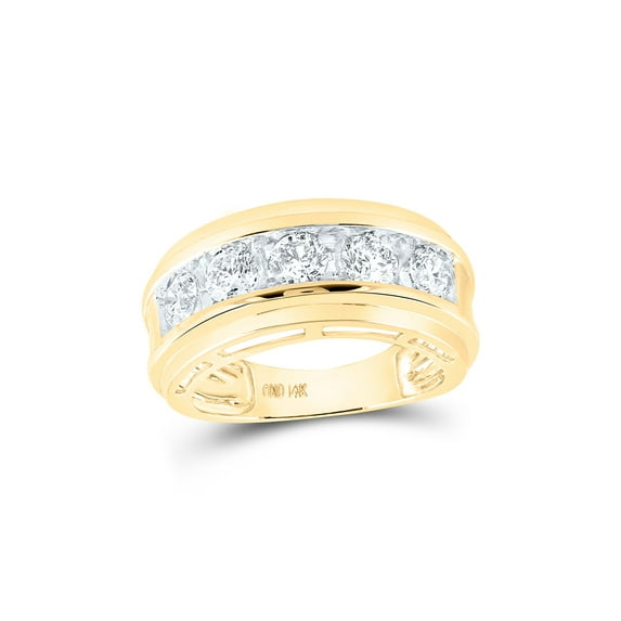 FB Jewels 14kt Yellow Gold Mens Round Diamond 5-Stone Wedding Band Ring 2 Cttw .5 Size 10.5