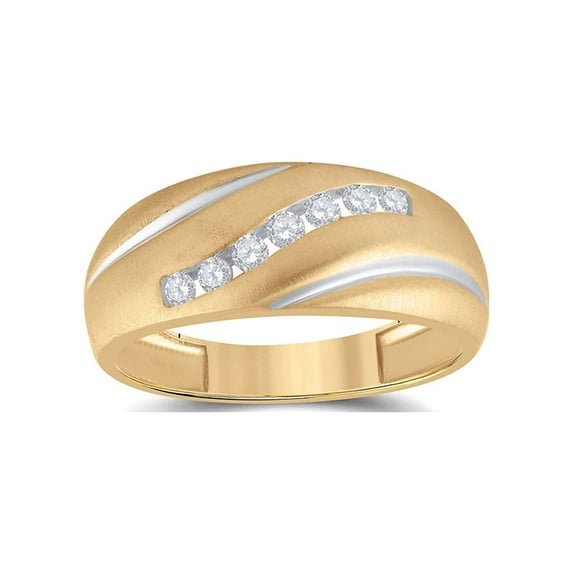 FB Jewels 14kt Yellow Gold Mens Round Diamond Band Ring 1/4 Cttw Size 10