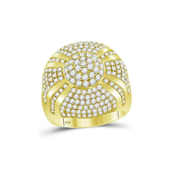 FB Jewels 14kt Yellow Gold Mens Round Diamond Large Cluster Ring 3-5/8 Cttw Size 9