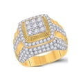thumbnail image 1 of FB Jewels 14kt Yellow Gold Mens Round Diamond Ribbed Square Cluster Ring 5 Cttw, 1 of 4