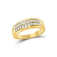 thumbnail image 1 of FB Jewels 14kt Yellow Gold Mens Round Diamond Wedding 2-Row Band Ring 1/4 Cttw Size 11.5, 1 of 1