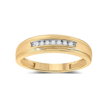 10kt Yellow Gold Mens Round Pave-set Diamond Wedding Band Ring 1/4 Cttw ...