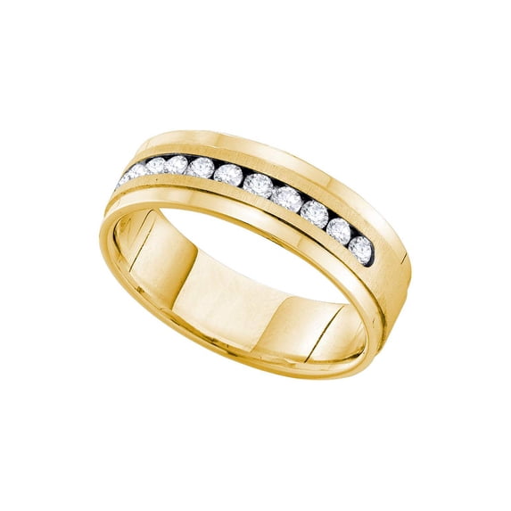 FB Jewels 14kt Yellow Gold Mens Round Diamond Wedding Band Ring 1/4 Cttw Size 10