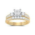 thumbnail image 1 of FB Jewels 14kt Yellow Gold Princess Diamond Bridal Wedding Ring Band Set 1 Cttw Size 8.5, 1 of 4