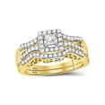 thumbnail image 1 of FB Jewels 14kt Yellow Gold Princess Diamond Bridal Wedding Ring Band Set 5/8 Cttw, 1 of 4