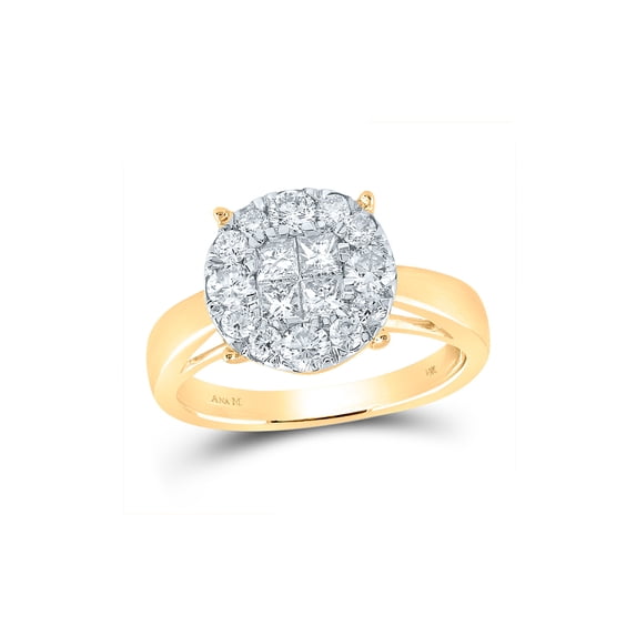 FB Jewels 14kt Yellow Gold Princess Diamond Cluster Bridal Wedding Engagement Ring 1 Cttw Size 10