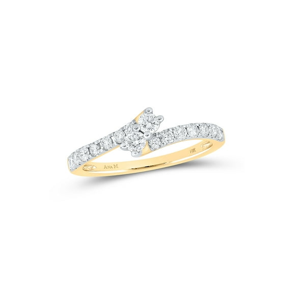 FB Jewels 14kt Yellow Gold Round Diamond 2-stone Bridal Wedding Engagement Ring 1/2 Cttw Size 7