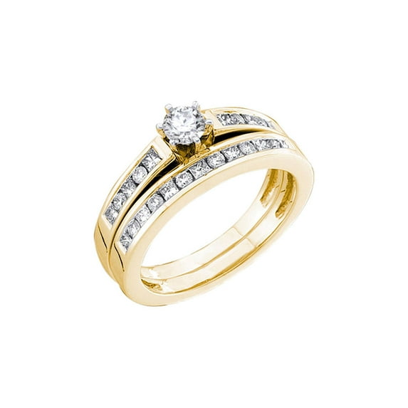 FB Jewels 14kt Yellow Gold Round Diamond Bridal Wedding Ring Band Set 3/4 Cttw Size 5.5
