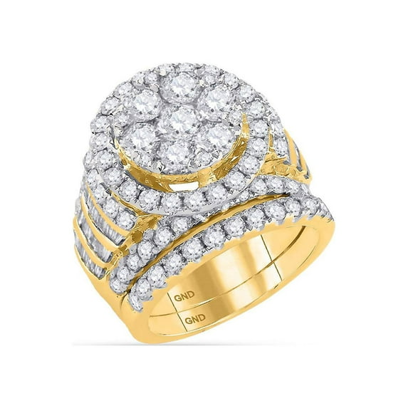 FB Jewels 14kt Yellow Gold Round Diamond Bridal Wedding Ring Band Set 4-7/8 Cttw Size 7.5