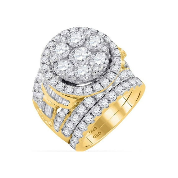 FB Jewels 14kt Yellow Gold Round Diamond Bridal Wedding Ring Band Set 6 Cttw Size 5