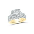 thumbnail image 1 of FB Jewels 14kt Yellow Gold Round Diamond Halo Bridal Wedding Ring Band Set 1-3/4 Cttw Size 5, 1 of 1