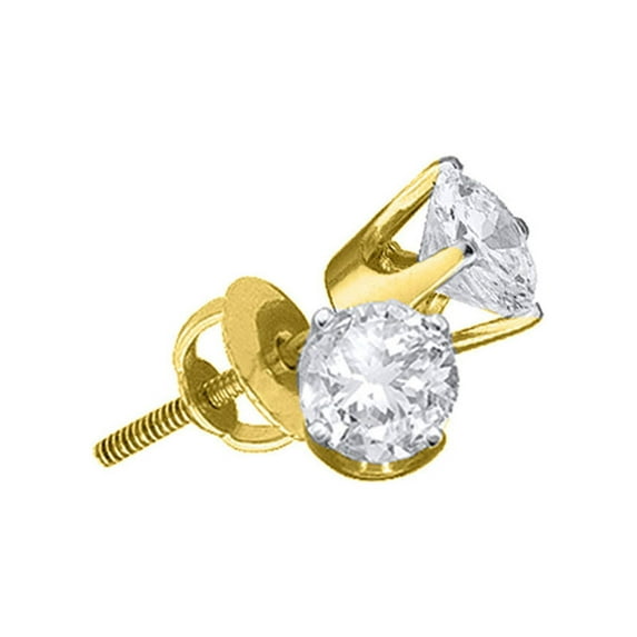 FB Jewels 14kt Yellow Gold Unisex Round Diamond Solitaire Stud Earrings 1-1/2 Cttw