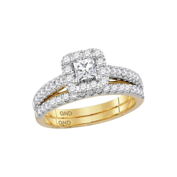 FB Jewels 14kt Yellow Gold Womens Diamond Princess EGL Bridal Wedding Engagement Ring Band Set 1.00 Cttw