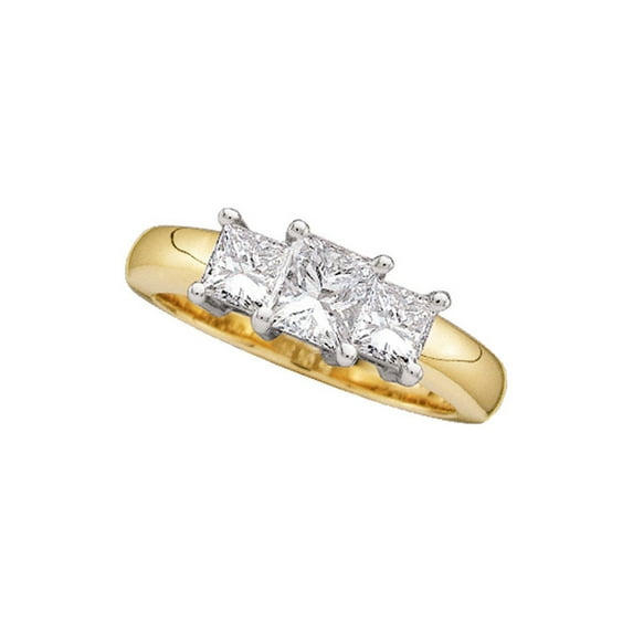 FB Jewels 14kt Yellow Gold Womens Princess Diamond 3-stone Bridal Wedding Engagement Ring 1/2 Cttw