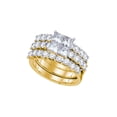 thumbnail image 1 of FB Jewels 14kt Yellow Gold Womens Princess Diamond Bridal Wedding Engagement Ring Band Set 3.00 Cttw, 1 of 1