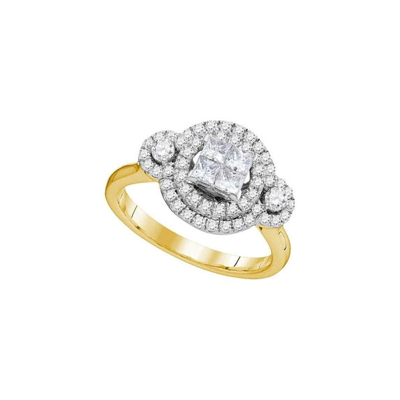 FB Jewels 14kt Yellow Gold Womens Princess Diamond Circle Frame Cluster Bridal Wedding Engagement Ring 3/4 Cttw