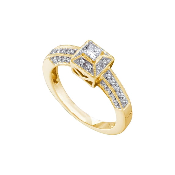 FB Jewels 14kt Yellow Gold Womens Princess Diamond Solitaire Bridal Wedding Engagement Ring 1/3 Cttw
