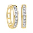 thumbnail image 1 of FB Jewels 14kt Yellow Gold Womens Round Channel-set Diamond Hoop Earrings 1/2 Cttw, 1 of 1