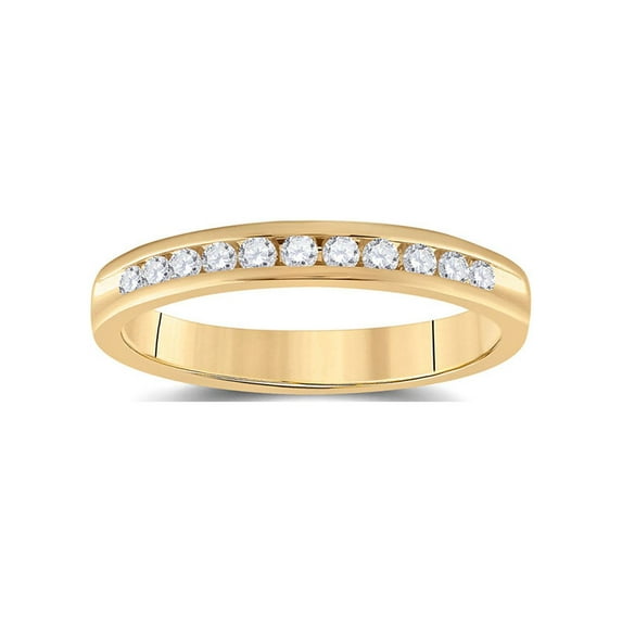 FB Jewels 14kt Yellow Gold Womens Round Channel-set Diamond Single Row Wedding Band 1/4 Cttw In Channel Setting (I1-I2 clarity; H-I color)