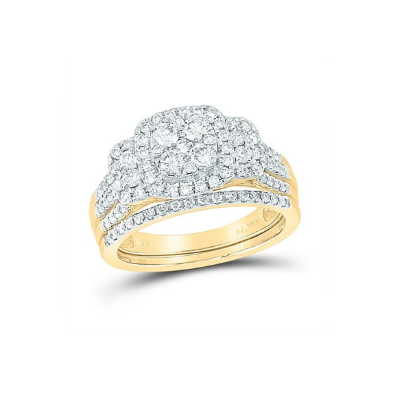 FB Jewels 14kt Yellow Gold Womens Round Diamond Bridal Wedding Engagement Ring Band Set 1.00 Cttw