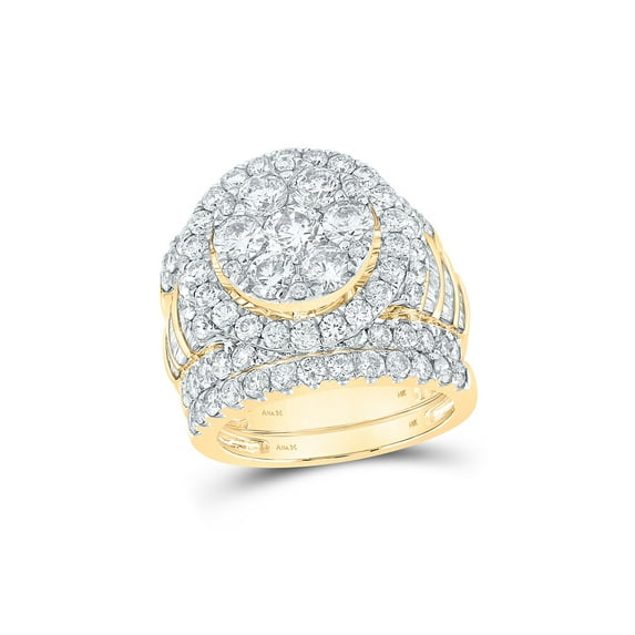 FB Jewels 14kt Yellow Gold Womens Round Diamond Bridal Wedding Engagement Ring Band Set 4-7/8 Cttw
