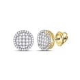 thumbnail image 1 of FB Jewels 14kt Yellow Gold Womens Round Diamond Circle Frame Cluster Earrings 1-1/4 Cttw, 1 of 1