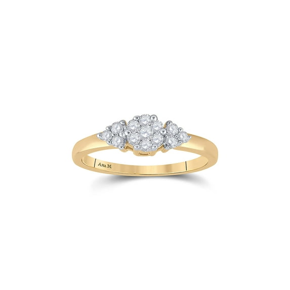 FB Jewels 14kt Yellow Gold Womens Round Diamond Cluster Fashion Ring 1/4 Cttw