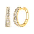 thumbnail image 1 of FB Jewels 14kt Yellow Gold Womens Round Diamond Fashion Tapered Hoop Earrings 1.00 Cttw, 1 of 1