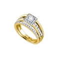 thumbnail image 1 of FB Jewels 14kt Yellow Gold Womens Round Diamond Halo Bridal Wedding Engagement Ring Band Set 7/8 Cttw, 1 of 1