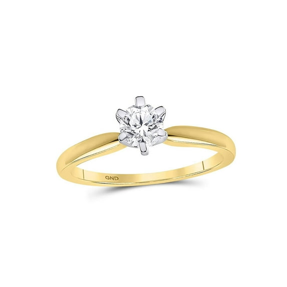 FB Jewels 14kt Yellow Gold Womens Round Diamond Solitaire Bridal Wedding Engagement Ring 1/2 Cttw Size 5.5