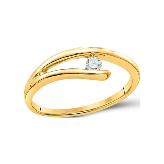 FB Jewels 14kt Yellow Gold Womens Round Diamond Solitaire Promise Ring 1/10 Cttw Size 5.5