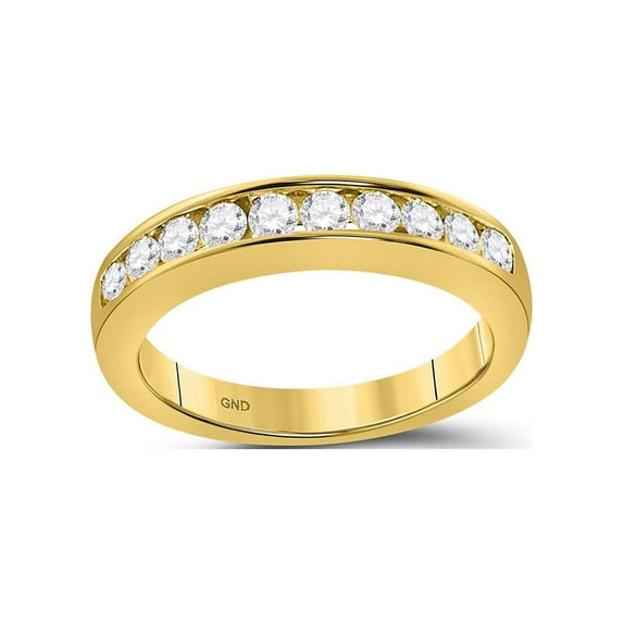 FB Jewels 14kt Yellow Gold Womens Round Diamond Wedding Channel Set Band 1/2 Cttw Size 9