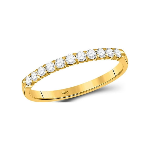FB Jewels 14kt Yellow Gold Womens Round Diamond Wedding Single Row Band 1/4 Cttw