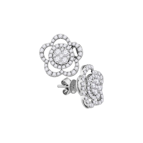 FB Jewels 18kt White Gold Womens Round Diamond Convertible Star Dangle Jacket Earrings 1.00 Cttw In Prong Setting (SI3 clarity; G-H color)