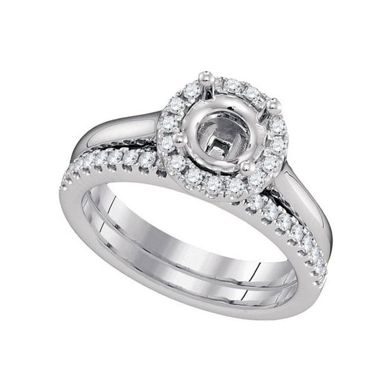 FB Jewels 18kt White Gold Womens Round Diamond Semi-Mount Wedding Bridal Ring Set 3/8 Cttw In Prong Setting (SI3 clarity; G-H color)