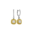 thumbnail image 1 of FB Jewels 18kt White Gold Womens Round Yellow Diamond Square Cluster Dangle Earrings 3/4 Cttw In Prong Setting (I1-I2 clarity; Yellow color), 1 of 1
