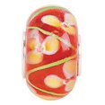 thumbnail image 1 of FB Jewels 925 Sterling Silver 14x10mm Red with Yellow Flower Glass Bead, 1 of 3