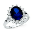 thumbnail image 1 of FB Jewels 925 Sterling Silver Blue Halo Royal Style Round Cubic Zirconia CZ Engagement Ring Size 5, 1 of 1