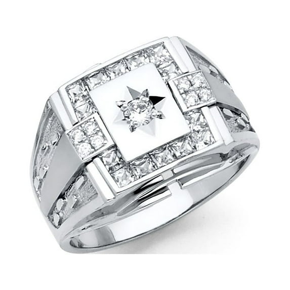 FB Jewels 925 Sterling Silver CZ Cubic Zirconia Embossed Fashion Anniversary Ring Size 9