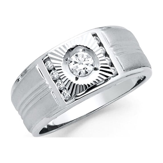 FB Jewels 925 Sterling Silver CZ Cubic Zirconia Fluted Fashion Anniversary Ring Size 8.5