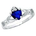 thumbnail image 1 of FB Jewels 925 Sterling Silver Heart Celtic Claddagh Friendship Blue Cubic Zirconia CZ Fashion Anniversary Ring Size 9, 1 of 1