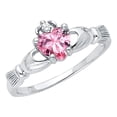 thumbnail image 1 of FB Jewels 925 Sterling Silver Heart Celtic Claddagh Friendship Pink Cubic Zirconia CZ Fashion Anniversary Ring Size 7.5, 1 of 1
